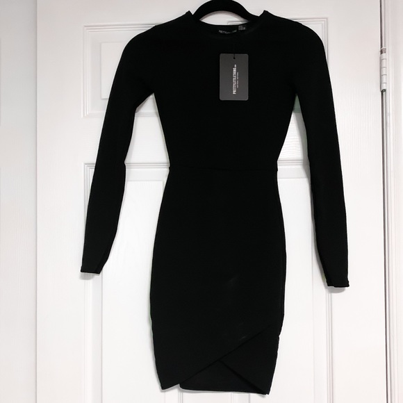 PLT | Black Ribbed Long Sleeve Bodycon Dress - Picture 2 of 2